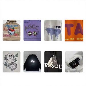 Sweat à capuche oversize à manches longues en coton imprimé personnalisé avec strass vintage pour homme, écologique, OEM - Product Image 1