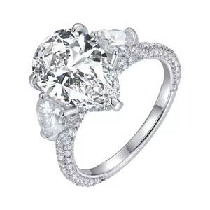 Anillo de Moissanita con Corte de Pera de 5.0ct Certificado por GRA, Plata de Ley S925, Chapado en Oro Blanco de 18K, Color <span class=keywords><strong>D</strong></span>, VVS, Anillos de Cóctel para Mujer - Product Image 6