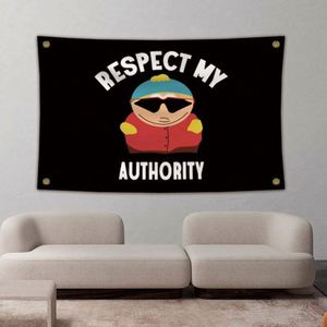 โรงงานขายส่งธงคุณภาพดี โพลีเอสเตอร์ 100D สีสันสดใส รุ่น Respect My Authority พร้อมป้ายโฆษณา - Product Image 3