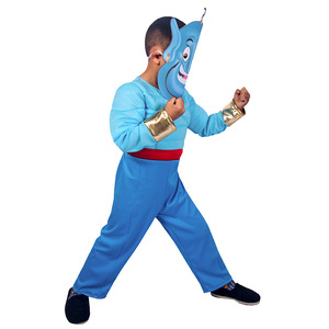 Costume de Genie d'Aladdin pour enfants, combinaison musclée avec masque bleu, printemps 2023 - Product Image 3