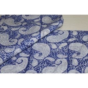 Tela de Algodón Estampada a Mano Azul Elegante 2026, Tela de Algodón Ligera al por Mayor, Tela para Confección de Vestidos con Estampado Floral Indio - Product Image 2
