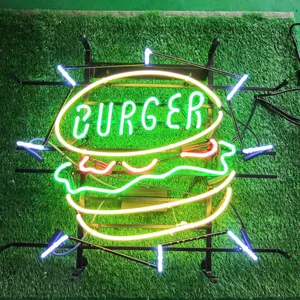 Tùy chỉnh LED ánh sáng Neon dấu hiệu nhà hàng Acrylic Silicone chữ cái bánh hamburger cửa hàng ánh sáng LED Neon dấu hiệu với giá thấp
