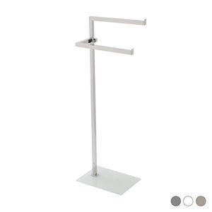 Porte-serviettes sur pied en acier avec base en verre, chromé gris, longueur 28 cm, largeur 20 cm, hauteur 86 cm - Product Image 1