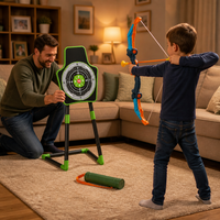 Ensemble d'arc et flèches pour garçons, 2 arcs, cible sur pied, jouet de tir à l'arc pour enfants, flèches à ventouse, jeu de tir intérieur/extérieur, cadeau