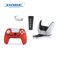 DOBE 7-in-1 PS5 Spielzubehör-Set mit Ladestation, Silikonhülle, Gaming-Kopfhörerhalterung und Thumbstick-Kappen für PS5