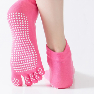 1 par de calcetines de Yoga para mujer, calcetines coloridos antideslizantes de silicona para gimnasio, Ballet, Fitness, calcetines deportivos de algodón con 5 dedos protectores de secado rápido - Product Image 4