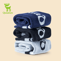 Qunature Chaussettes de ski d'hiver pour enfants Chaussettes de patinage thermique chaudes avec motif de lettre Design tricoté