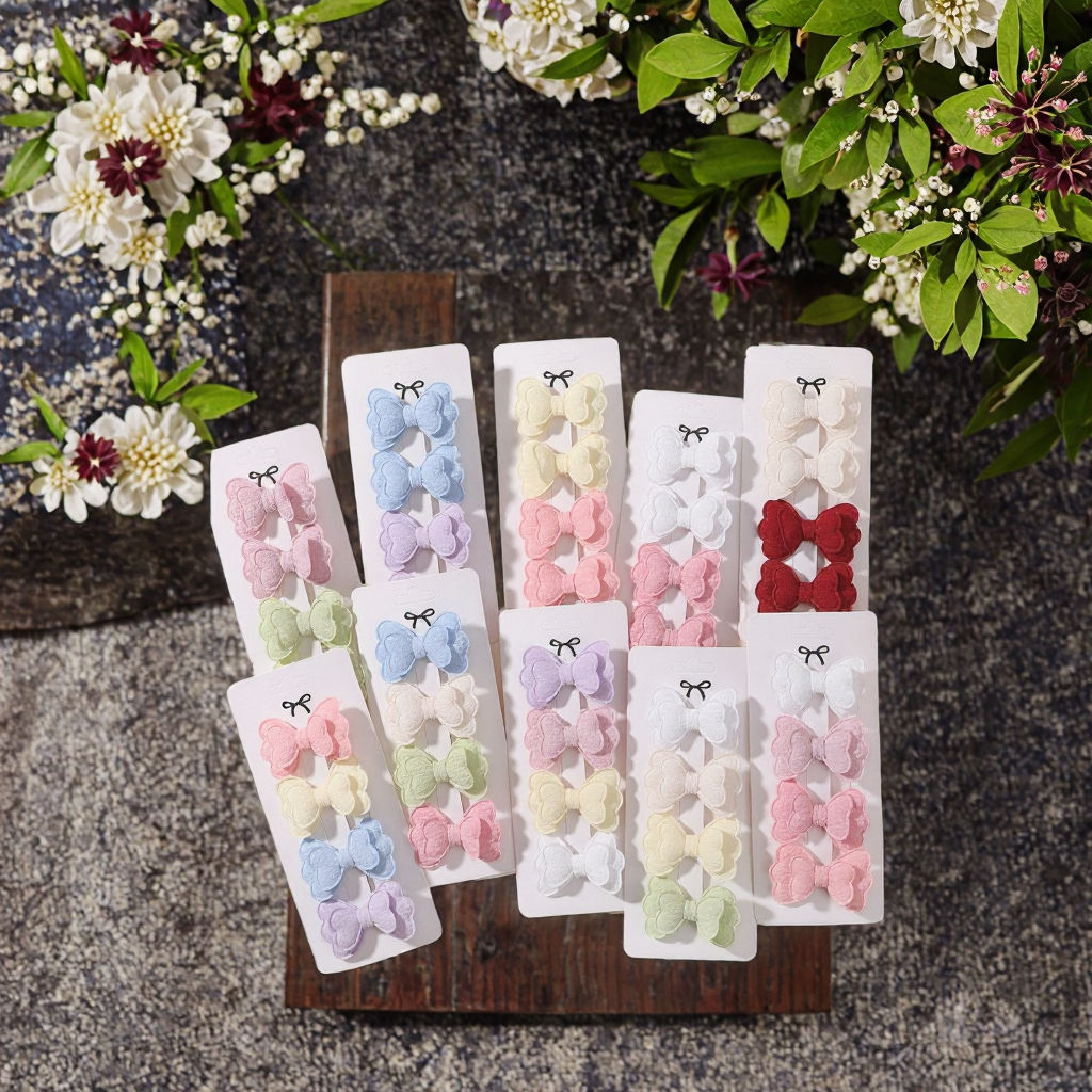 Wholesale Handmade Cute Fabric Bowknot Hairpins Custom Baby Girls Hair Clips with Flowers Bows Accessory for Kids' Hair Styling