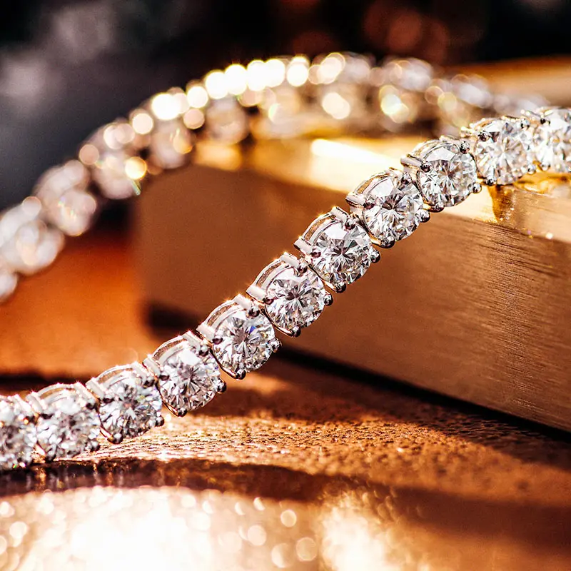18k Gold Plated 3mm 4mm 5mm Iced Out Diamond Bracelet Sterling Silver Bling Tennis Bracelets Women With White Moissanite Stone