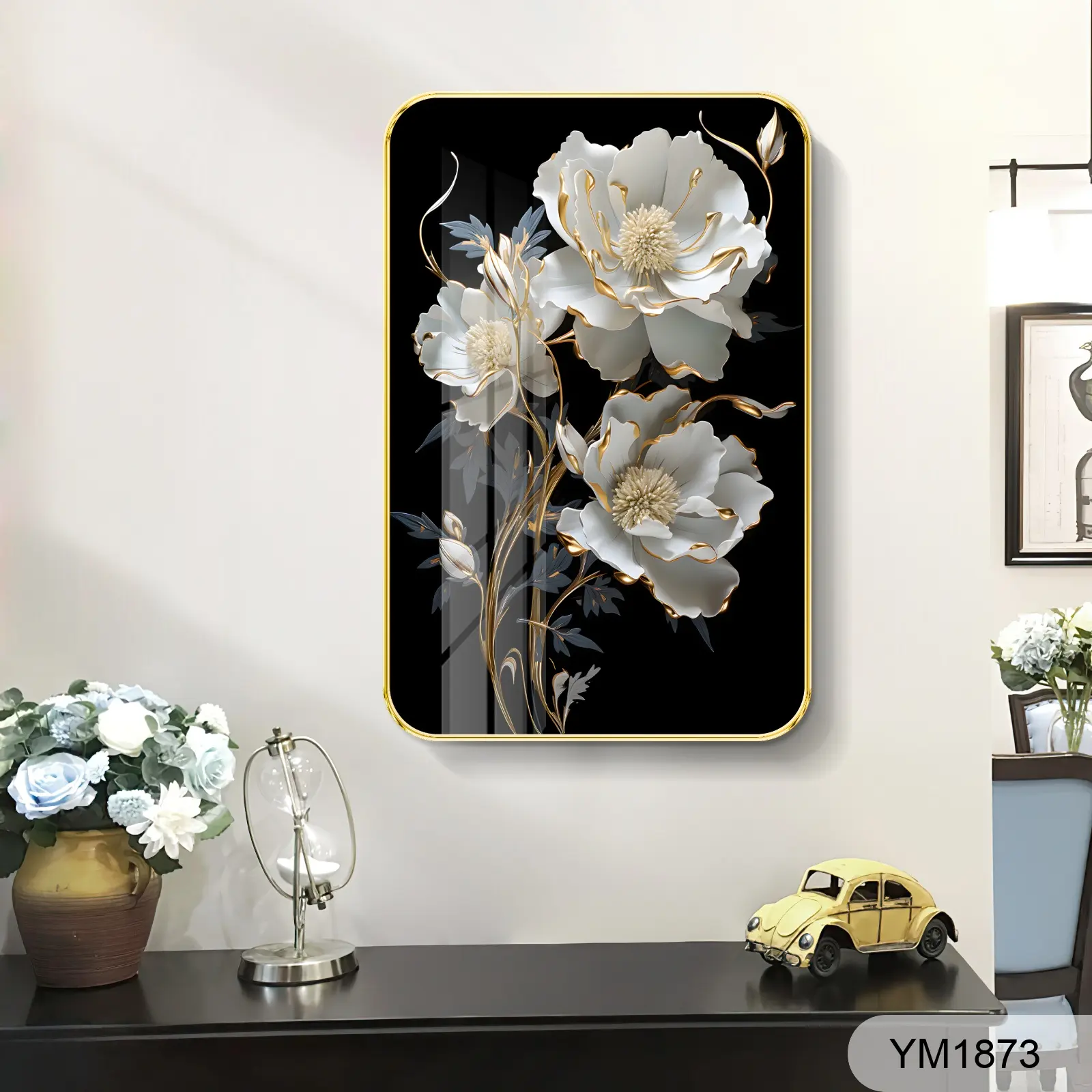 New Trend Oil Painting Art Work Hanging Pattern Porch Living Room Home Wall Crystal Porcelain Flower Decoration Painting