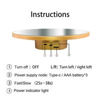 Support de Présentation Rotatif Électrique Multifonctionnel pour Photographie et Diffusion en Direct, Alimentation par Piles/USB, Taille : 40cm