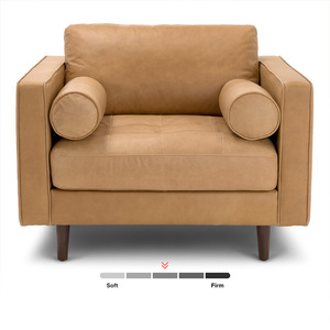 Poltrona Lounge Moderna Minimalista <span class=keywords><strong>in</strong></span> <span class=keywords><strong>Pelle</strong></span> PU con Bracciolo Singolo, Divano Monoposto Marrone Vintage per Soggiorno di Piccoli Appartamenti - Product Image 1