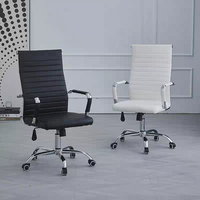 Chaise de bureau, de conférence, de réunion et pour visiteurs empilable, avec dossier en cuir rembourré, base en acier à patins, en tissu et acier inoxydable