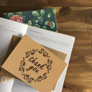 การ์ดขอบคุณทำมือสไตล์เรียบง่ายจากกระดาษคราฟท์รีไซเคิลรักษ์โลก ขายส่งยอดนิยม พร้อมซองจดหมาย - Product Image 6