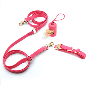 Custom Muti- Function Hand Free Dog Leash Set Durable Silicon Dog Collar Waterproof PVC Dog Harness And Leash Set