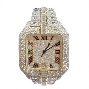 Men's Square Dial Automatic <b>Watch</b> with Stainless Steel & Moissanite <b>Case</b> Glass Crystal Bracelet Clasp 10 Bar Water Resistance - Product Image 1