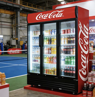 Congélateur vertical commercial à double porte vitrée, refroidissement par compresseur, -24 degrés, sans givre, en acier inoxydable, grande capacité, vitrine