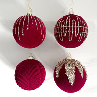 Boules de Noël en velours pailleté de haute qualité, respectueuses de l'environnement, rouge et vert, ornements de luxe à suspendre à l'arbre pour la maison pendant les fêtes