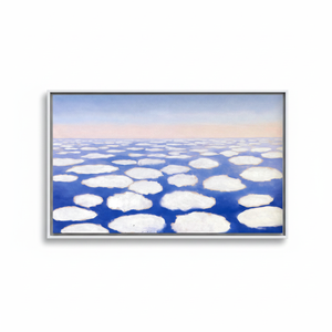 Serene Blue Surreal <b>Floating</b> Clouds Printed Canvas Artwork,WHITE <b>FRAMED</b> CANVAS - Product Image 2
