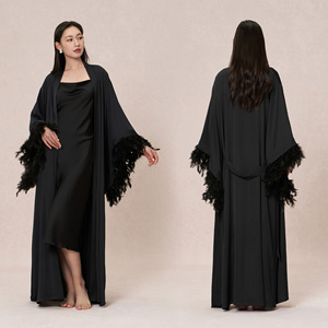 Pyjamas pour femmes, ensemble de robes en soie, robes de <span class=keywords><strong>demoiselle</strong></span> <span class=keywords><strong>d</strong></span>'<span class=keywords><strong>honneur</strong></span> de luxe pour femmes, robes à manches longues à col en V, printemps été - Product Image 3