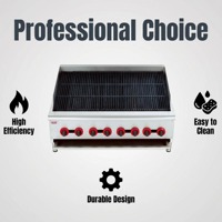 Gril à charbon de bois professionnel OUTE de 48 pouces en acier inoxydable pour comptoir, avec pierres de lave, pour restaurant et barbecue