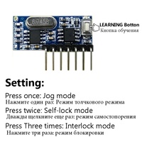 Module récepteur RF sans fil 433 MHz avec code d'apprentissage, décodeur, sortie 4 canaux, kit DIY pour encodage de télécommande 1527