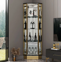 Meuble de bar d'angle de luxe en acier inoxydable avec rangement personnalisé pour vin et bar à vin, mobilier de salon
