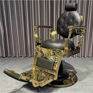 Sillón de Barbería Clásico Tradicional con Bomba Hidráulica, Función Reclinable, Asiento de Cuero, Reposapiés Ajustable, Base Redonda, Muebles de Salón - Product Image 1