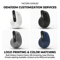 Souris verticale personnalisable avec logo, écran, marque privée, ergonomique, optique, sans fil 2.4G BT, pour droitier, 6 boutons, USB/Type-C