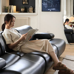 Meubles d'intérieur modernes, élégant canapé sectionnel inclinable en cuir véritable de style minimaliste italien, Moltenii C Paul Projects - Product Image 4