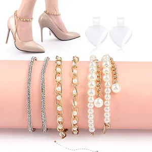 Pearl Diamond Chain Inlaid With Diamond Lace Up No Need To Install High Heels To Prevent Heel Slipping Shoelaces