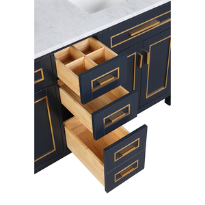 Meuble-lavabo moderne haut de gamme autoportant de 60 pouces avec vasque en céramique et caractéristiques résistantes à l'eau - Product Image 6