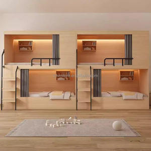 Cama tipo litera para hotel, cama cápsula todo incluido para hotel, juego de muebles para apartamento, cama doble baja para dormitorio de estudiantes, personalizable - Product Image 3