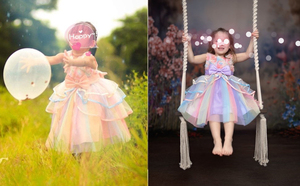 Vestido de Princesa para Niña Pequeña, Estampado Floral, Lazo, Tul con Volantes, Encaje, para Fiesta, Boda, Niños - Product Image 3