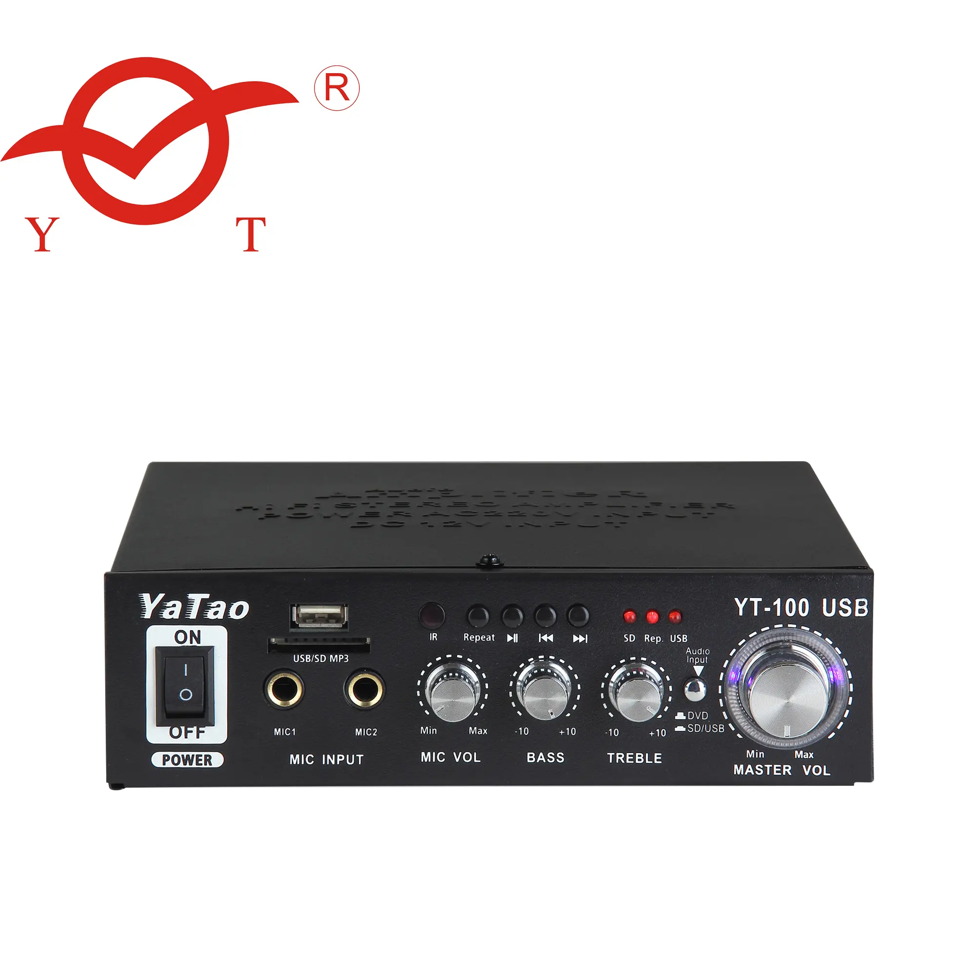 Grosir YT-100USB Penguat Daya Audio 2 Saluran Amplifier Stereo Hifi Usb/Mp3/Fm 2*20W