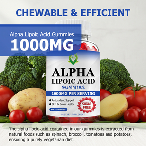 Private Label OEM Alpha Lipoic Acid Gummies Strawberry Flavor Dietary <b>Supplement</b> Promote Skin Brain Health and Boost Immunity - Product Image 3