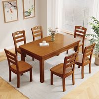Ensemble table et chaises en bois massif, table à manger rectangulaire chinoise pour 6 personnes, restaurant et petite salle à manger à domicile