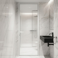 Portes Françaises Modernes en Aluminium Étanche avec Double Vitrage Trempé, Ouverture Latérale Manuelle pour Appartement, Intérieur d'Hôtel