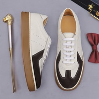 Chaussures de sport pour hommes en cuir véritable à lacets, nouveau style rétro noir, tendance, décontractées, légères, grandes tailles, semelles plates
