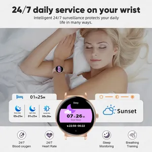 Montre connectée pour femmes, gestion menstruelle, étanche, appels sans fil Android, fréquence cardiaque, boîtier or rose, acier inoxydable, vente en gros - Product Image 4
