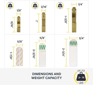 Ganci <span class=keywords><strong>Adesivi</strong></span> per Quadri, Kit Tradizionale per Appendere Quadri, Ganci in Ottone (da 0,25 a 75 libbre), 42 Pezzi - Product Image 3