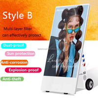 Écran publicitaire portable 43 pouces, échantillon gratuit, signalisation numérique mobile, lecteur vidéo pliable étanche pour affichage LCD extérieur