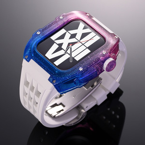 Correa de Goma CHARM para Reloj, Diseño Degradado Arcoíris, Correa y Caja de una Sola Pieza de 44/45 mm, Éxito de Ventas Transfronterizo, Venta Directa de Fábrica - Product Image 2