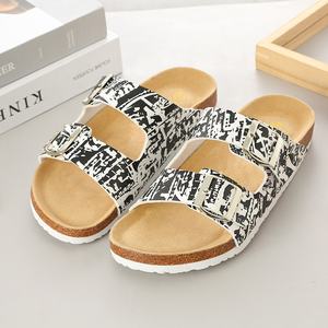 Sandalias de suela de corcho biológico con correas de hebilla para mujer, de alta calidad, con hermoso estampado, gran oferta - Product Image 1