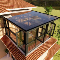 Véranda en aluminium moderne, isolée et étanche, toutes saisons, avec double vitrage trempé, pour extension de jardin et loisirs