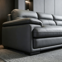 Italienisches Minimalistisches Echtleder-Sofa-Set Modernes und Schlichtes Wohnzimmer Neuer Stil Ledermöbel-Set Queen-Size-Sofa