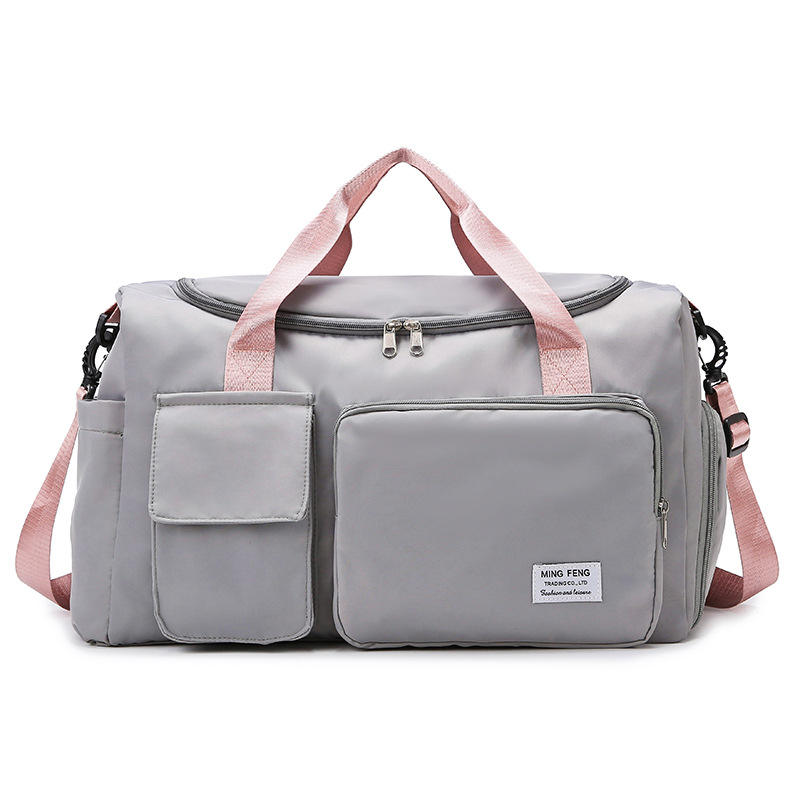 สีเทาพร้อมสายรัดสีชมพู