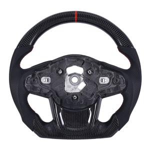 Volante de Fibra de Carbono para Toyota GR <span class=keywords><strong>Supra</strong></span> <span class=keywords><strong>2020</strong></span>+, A90A91 2019-2022, Forma de D, Base Plana, Cuero Perforado - Product Image 1