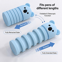 Étui à crayons en silicone pliable télescopique avec motif de panda mignon, étui à crayons vertical pour étudiants, pochette de rangement portable en silicone pour fournitures scolaires