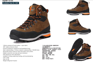 Botas de Senderismo Personalizadas BAEWOON SJ01 para Hombre, Botas de Viaje, Zapatillas de Cuero Genuino <span class=keywords><strong>con</strong></span> Tecnología Sympatex, Zapatos de Nubuck Impermeables para Exteriores - Product Image 4